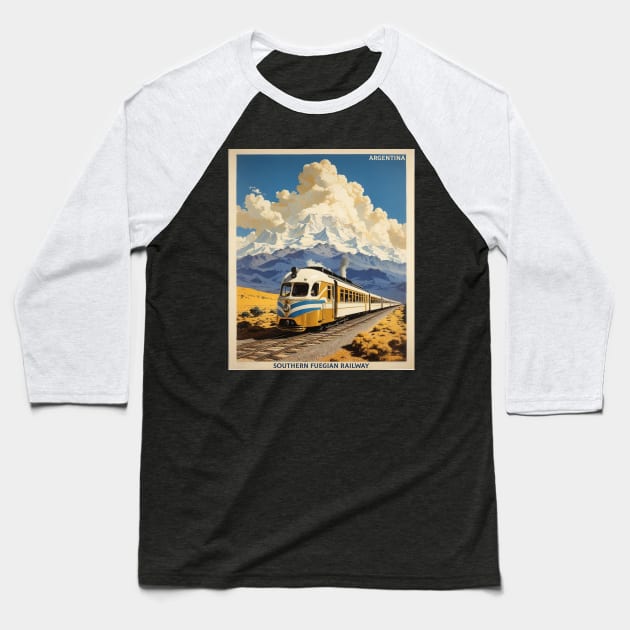 Southern Fuegian Railway Argentina Vintage Tourism Poster Baseball T-Shirt by TravelersGems